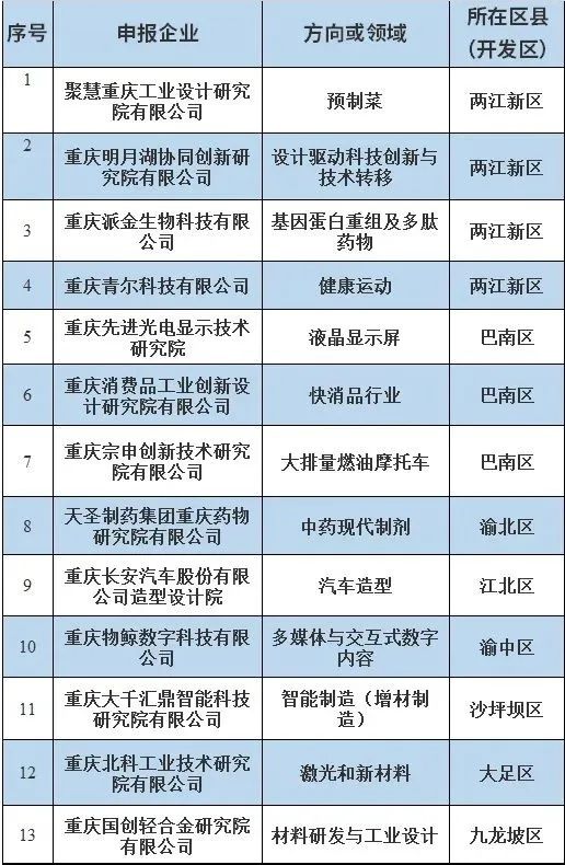 【公告】助力“重慶造”工業(yè)設(shè)計 13家單位入選市級工業(yè)設(shè)計研究院培育對象(圖2)